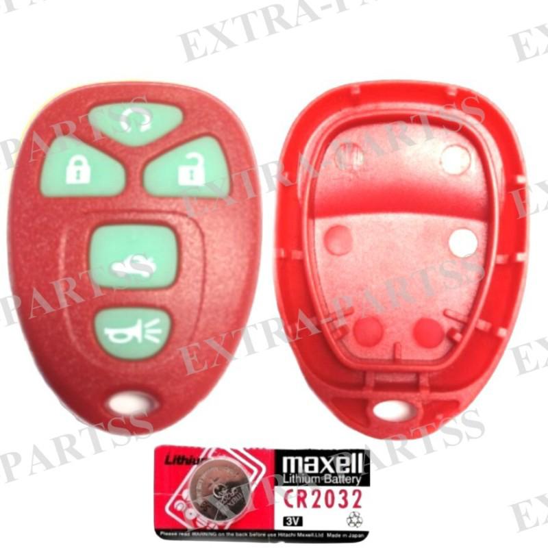 New red glow replacement gm keyless remote key fob shell case pad + battery