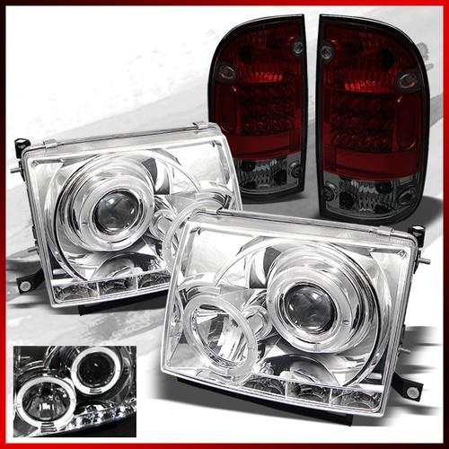 97-00 2wd 98-99 4wd tacoma halo projector led headlights+red smk led tail lights