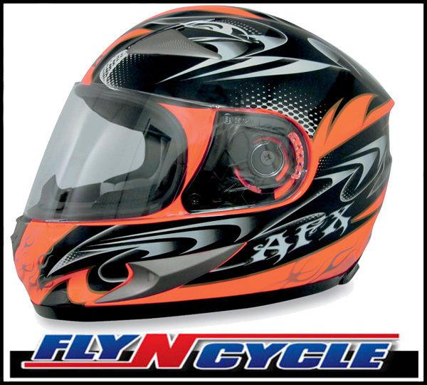 Afx fx-90 safety orange w-dare medium full face motorcycle helmet dot ece