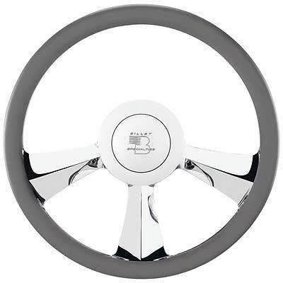 Billet spec steering wheel half-wrap rival aluminum polished 3-spoke 14" dia ea