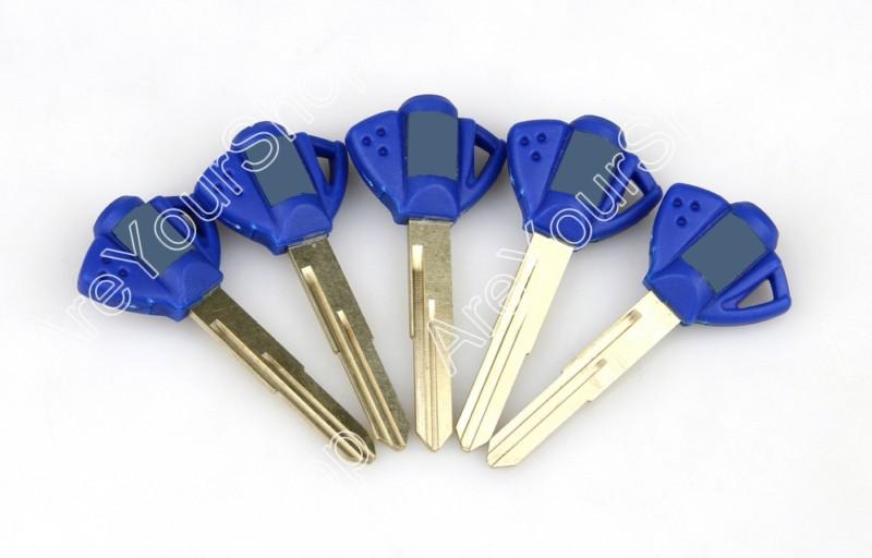 5pcs blade blank key motorcycle suzuki gsxr 600 750 1000 1300 sv 650 1000 blue