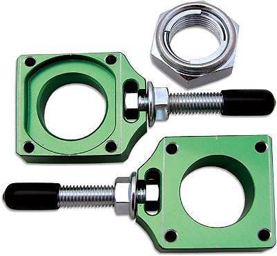 Bolt green billet chain adjuster blocks. kawasaki kx 250f / kx 450f 2004-13