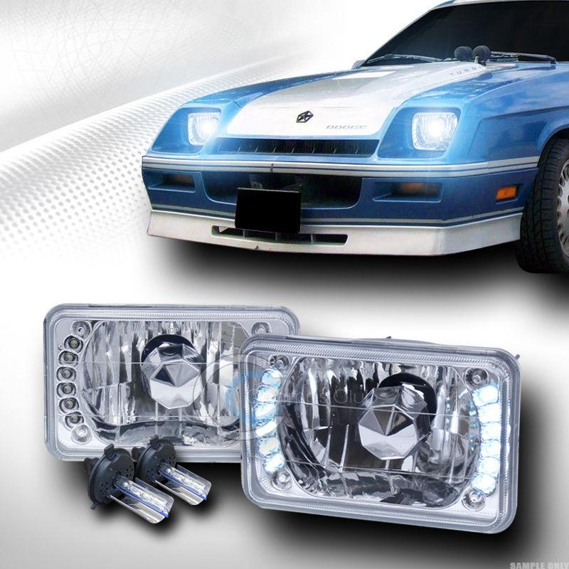 4"x6" diameter chrome square headlights drl led dy conversion hid xenon 8000k cf