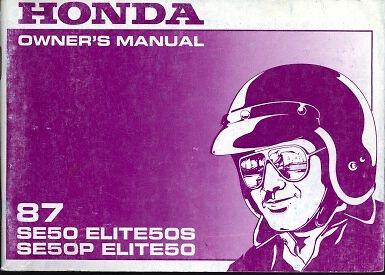 1987 honda se50 elite 50s se50p elite 50  owner's manual