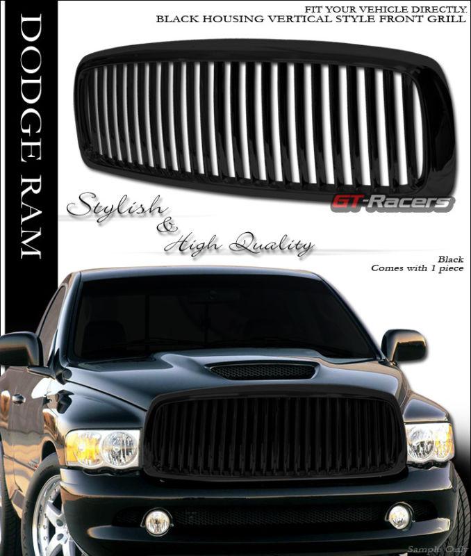 Blk vertical sport front hood bumper grill grille abs 2002-2005 dodge ram truck