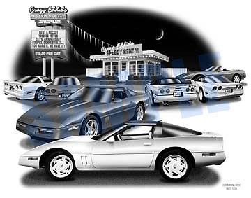 Corvette 1988, 1989, 1990 auto art car print   ** free usa shipping **