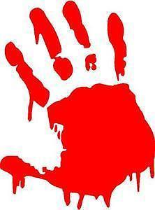 Zombie hand vinyl car decal sticker, highest quality, red, 11.5" x 8.5"