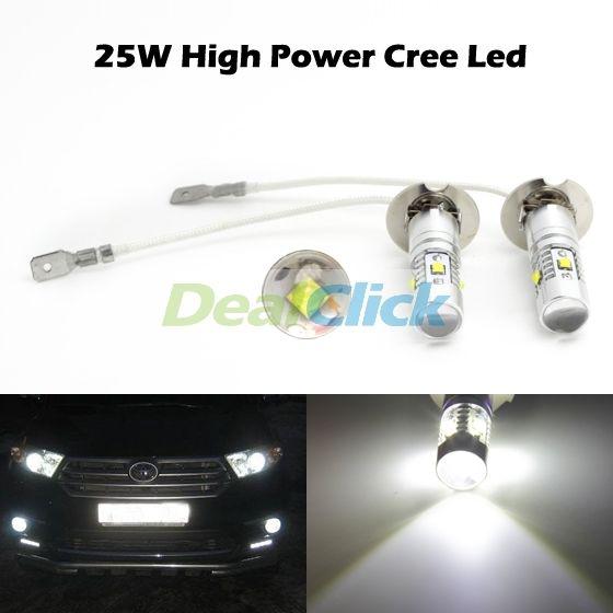 2x high power h3 led bulbs xenon white driving fog lights daytime running light