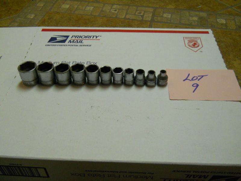 Snap-on 11pc 3/8" drive 6-point shallow socket set fs081-fs281 (1/4" to 7/8") 