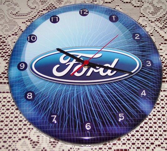 New in box ford motor company nostalgic blue 12" round clock w raised numbers!
