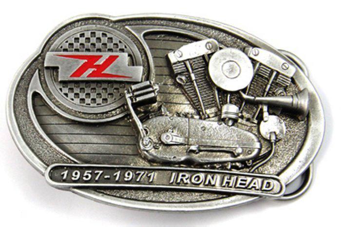 1957-1971 xlch sportster ironhead motor with lettering oval belt buckle 