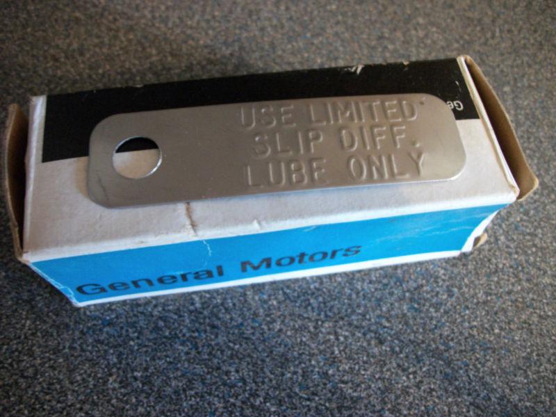 Nos gm aluminum rear axle tag