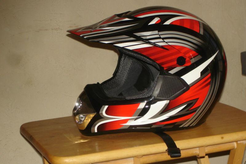 Adult large black / red / silver dirtbike helmet new