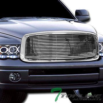 Chrome horizontal billet mesh front hood bumper grill grille abs 02-05 dodge ram