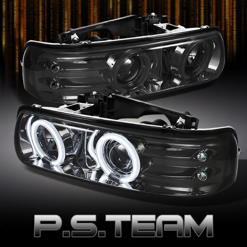 Smoked 99-02 silverado 00-06 suburban tahoe ccfl halo projector led headlights