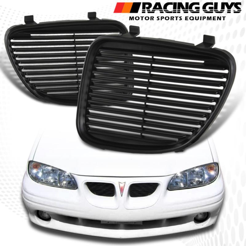 1996-1998 pontiac grand am front grille black grill left+right exterior set pair