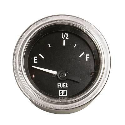 Stewart warner deluxe series electrical fuel level gauge 2 1/16" dia black face