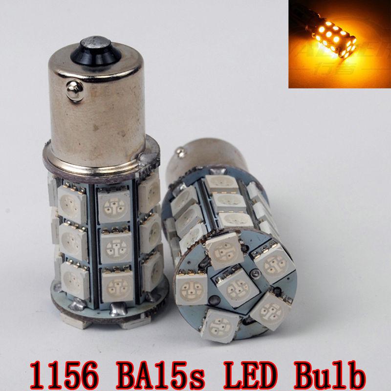 2x amber 1156 ba15s 27smd led backup/reverse rear/tail light bulb 1619 s25 p21w 