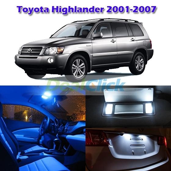 9 blue led interior light package for toyota highlander 2001-2007 w/free tool