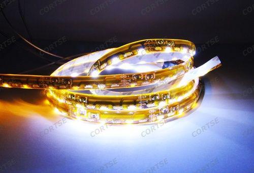 2x amber white 60 led side glow strip daytime running light fog lamp audi style