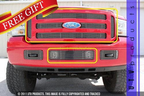 2005 - 2007 ford f250 f350 super duty upper & bumper billet grille 7pc overlay 