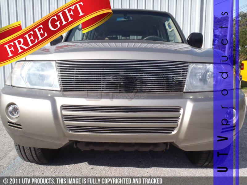 2003 - 2005 mitsubishi montero upper replace. & bumper 4pc chrome billet grille