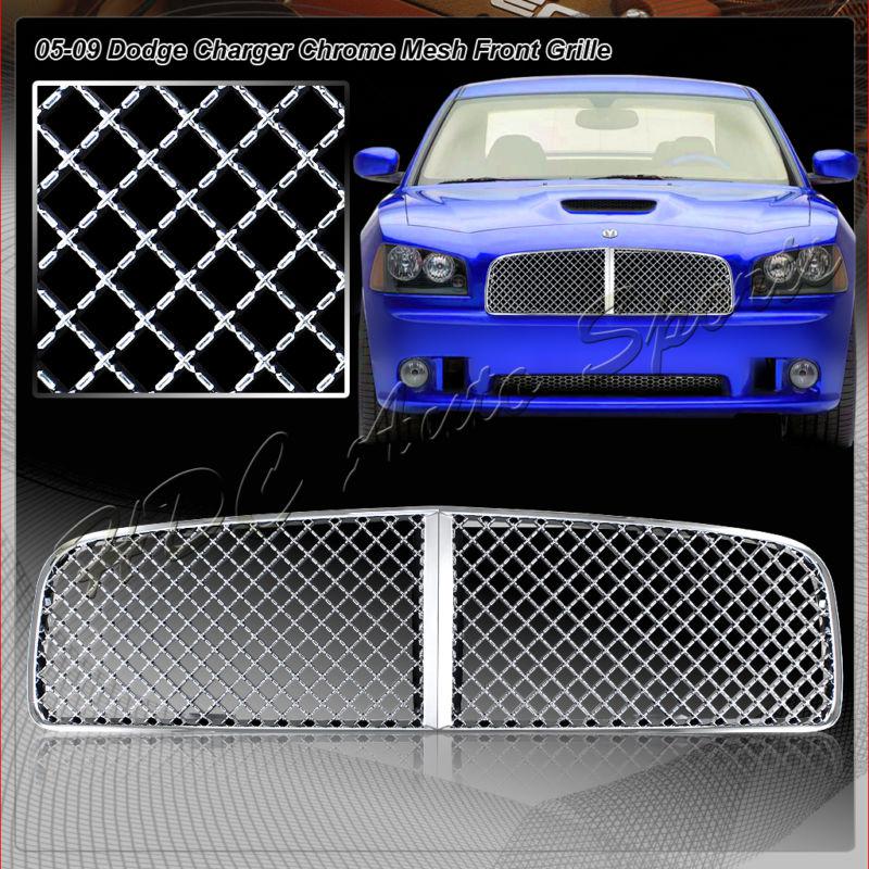 2006-2010 dodge charger chrome mesh grid style abs plastic front grille grill