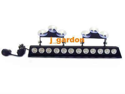 New dc12v 12 leds 3w emergency windshield strobe lightbar white/clear