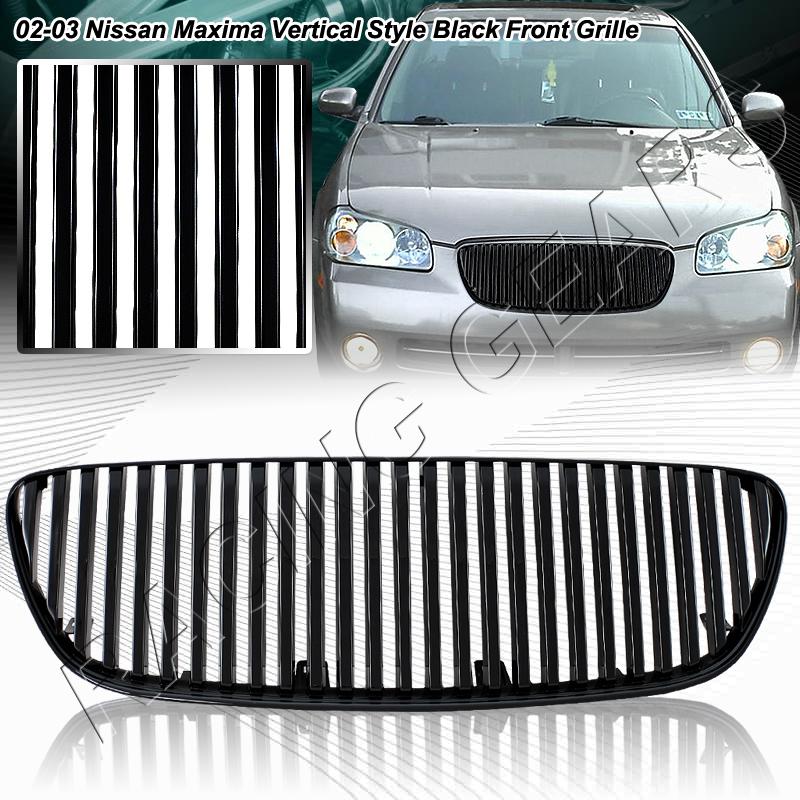 2002 2003 nissan maxima jdm black front abs plastic vertical hood grille grill