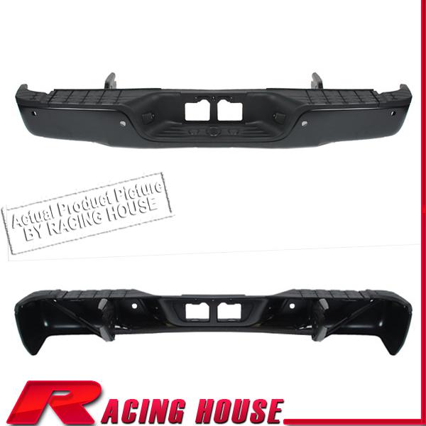 Rear step bumper steel replacement bar w/ pad 07-11 tundra w/ sensor holes black