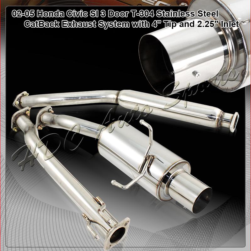 2002-2005 honda civic si hatchback t-304 stainless steel catback exhaust system