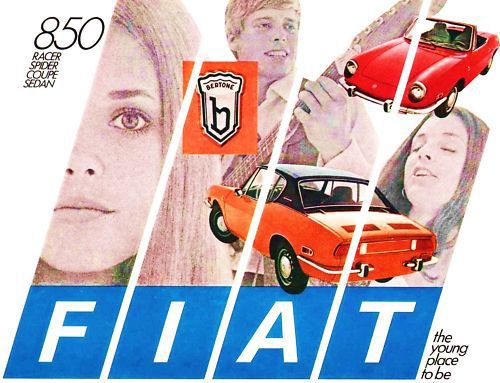 1970 fiat 850 brochure -850 sport racer-850 spider convertible-850 coupe-sedan