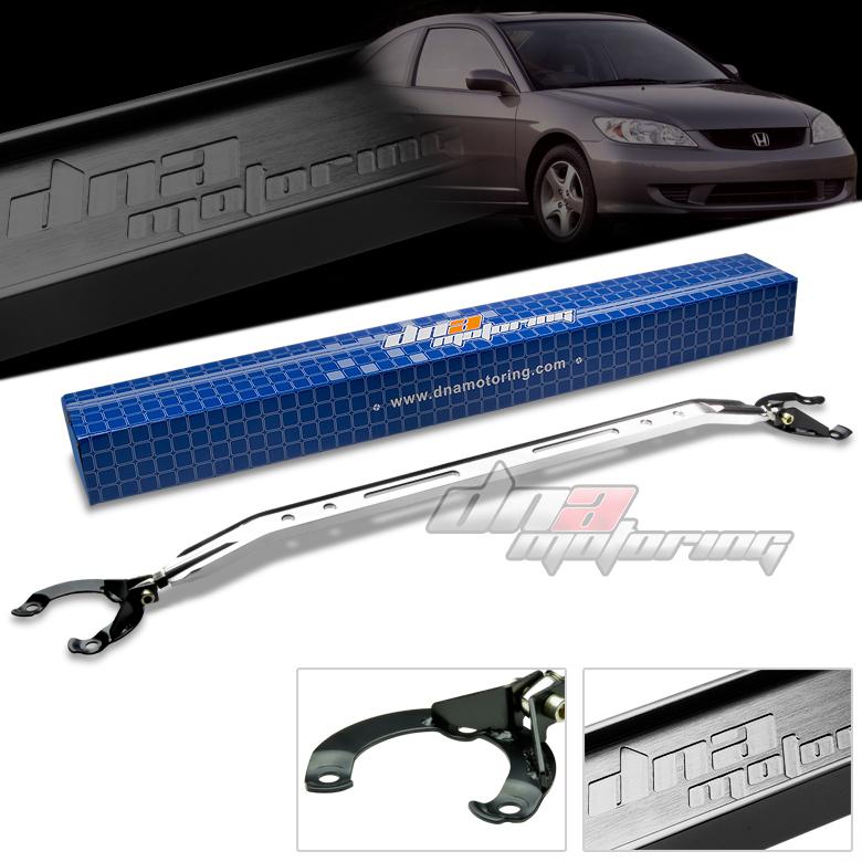 01-05 honda civic em2 dna silver 40mm aluminum front upper strut tower bar/brace