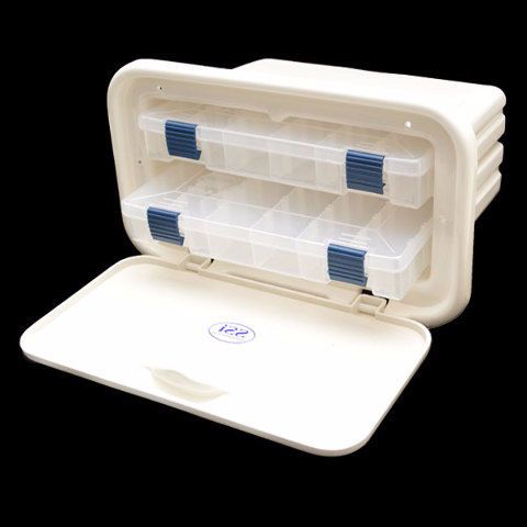 Ssi off white 11 31/2 x 18 x 8 1/2 inch plastic boat hatch tackle box center