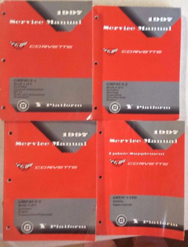 1997 corvette service manual (red) 4 volume set including  supplement