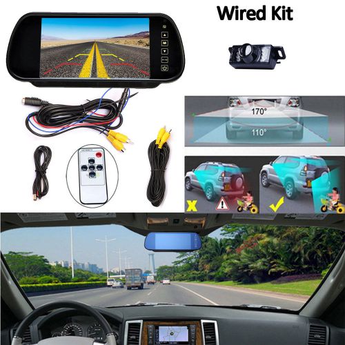 7&#034; lcd car rear view backup parking blue mirror monitor + camera night vision