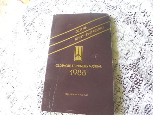 1988 oldsmobile owner&#039;s manual - original - delta 88, ninety eight regency-good