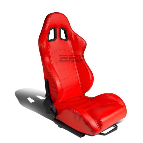 Red pvc leather reclinable sports racing seats+universal sliders passenger side