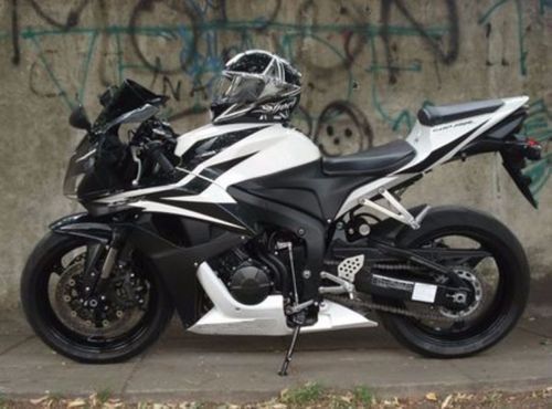 Black w/ white complete fairing kit injection for 2007-2008 honda cbr600 rr 07