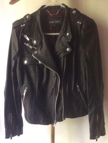 Black rivet women&#039;s leather motorcycle asymmetric jacket size s mint condition