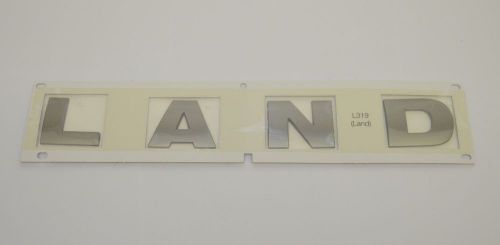 &#034;land&#034; name plate for bonnet (hood) lr3 brunel chrome genuine land rover