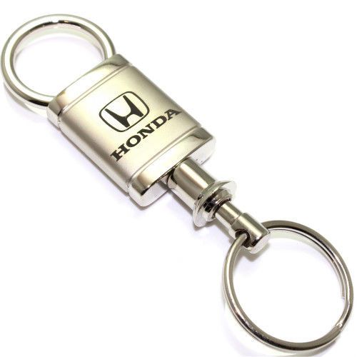 Honda logo metal satin chrome valet pull apart key chain ring fob