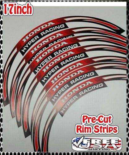 17&#034; motorcycle rim strip wheel stripe pre-cut sticker red honda