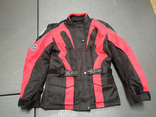 Red ladies m nextgen motorcycle jacket.  triumph.  elbow and shoulder armor.