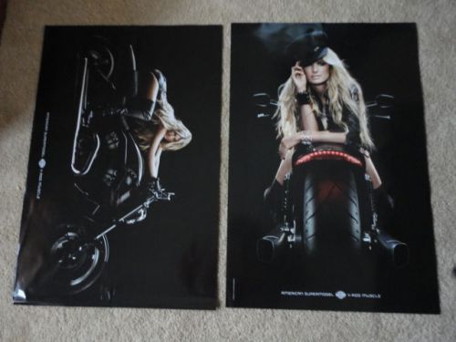 Harley davidson - marisa miller v rod poster 2 sided - new! 2 posters total