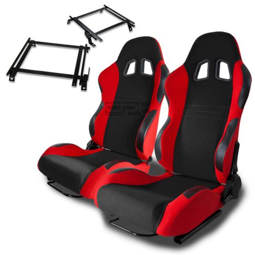 Type-7 racing seat black red woven+silder+for 90-93 acura integra da bracket x2