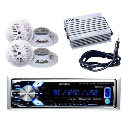 Boat car kmrm312bt usb aux inputbluetooth radio,400w amp, white speakers,antenna