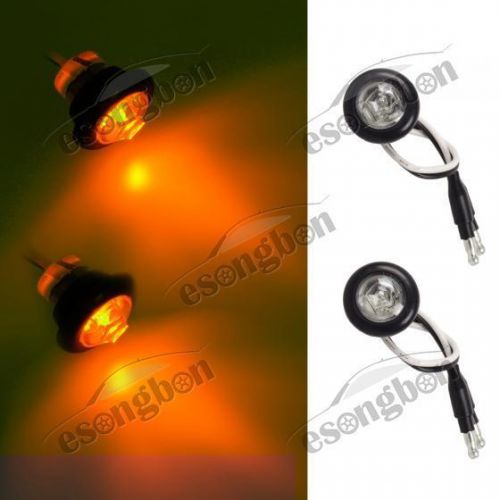 (2) 3/4&#034; bullet amber led side signal marker &amp; clearance lamp lights clear lens