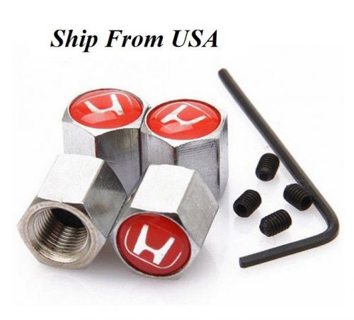 Anti-thief stainless steel car tire/wheel stem air valve cap honda red