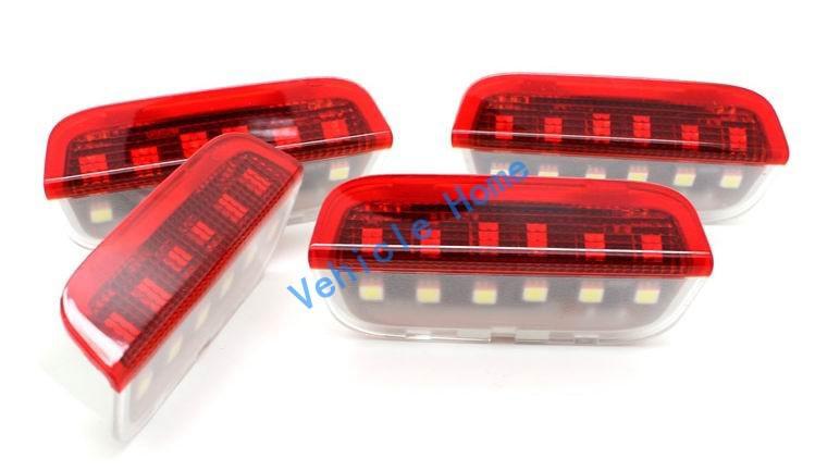 Red & white led super bright door light 4pcs for vw passat cc b7 nms gti tiguan